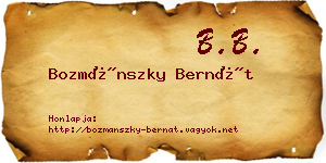 Bozmánszky Bernát névjegykártya
